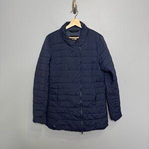 THE NORTH FACE navy longer puffer asymmetrical zipper size L